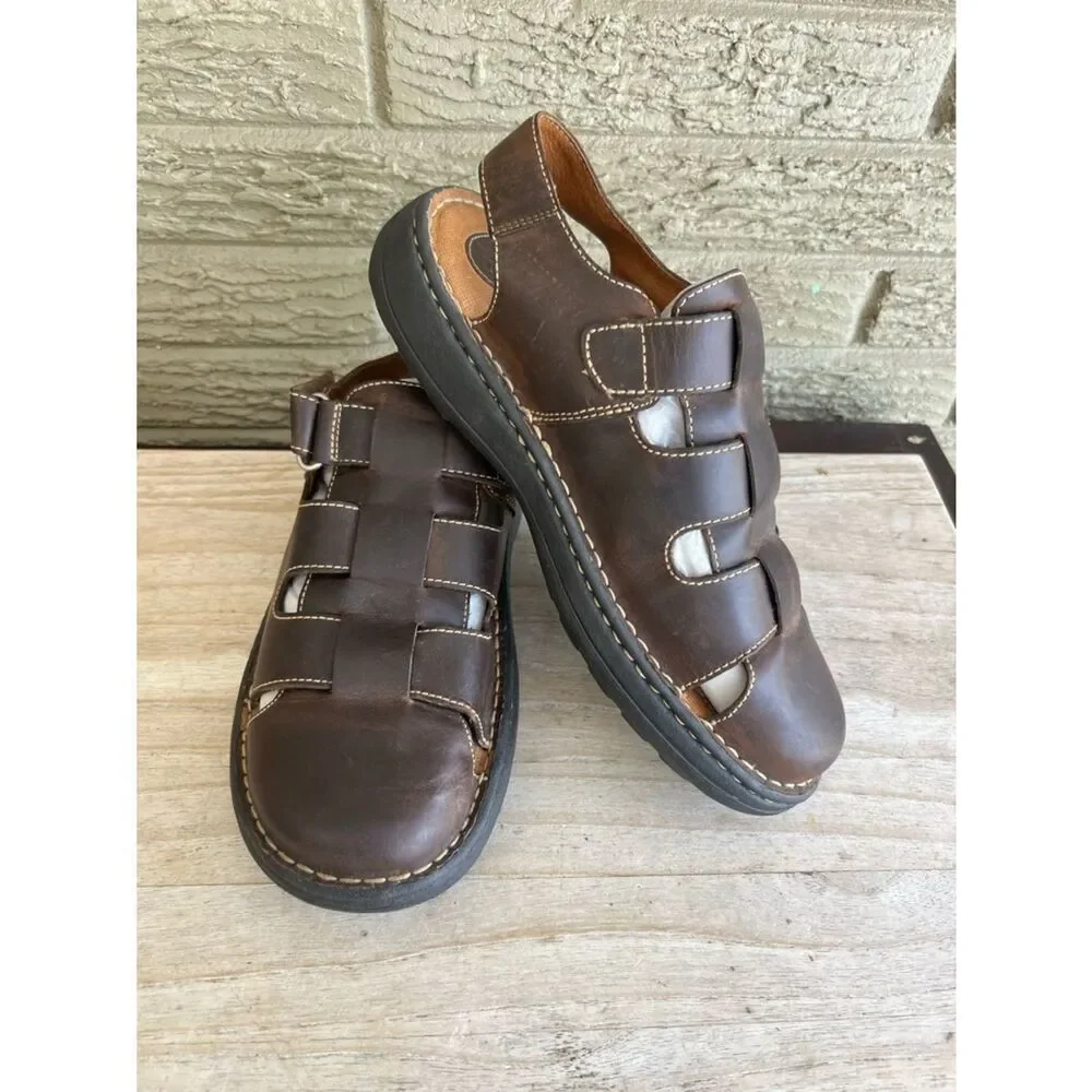 Born Men's Brown Leather Fisherman Sandals - Casual Comfort size11